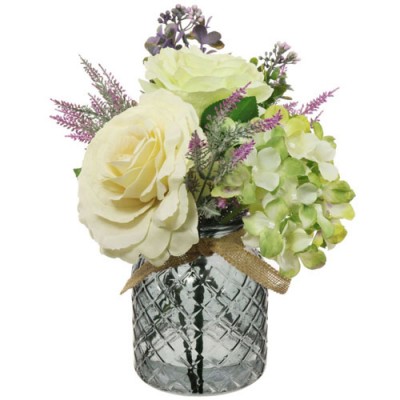 New Artificial Flower Arrangements   Cream Roses And Green Hydrangeas Artificial Flowers Arrangement 400x400 